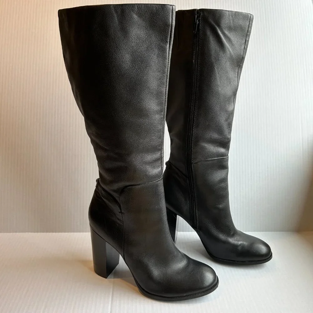 Liz & Co Black Leather Women's Calf Height Boots Size 9 Heel 4" - Picture 5 of 15